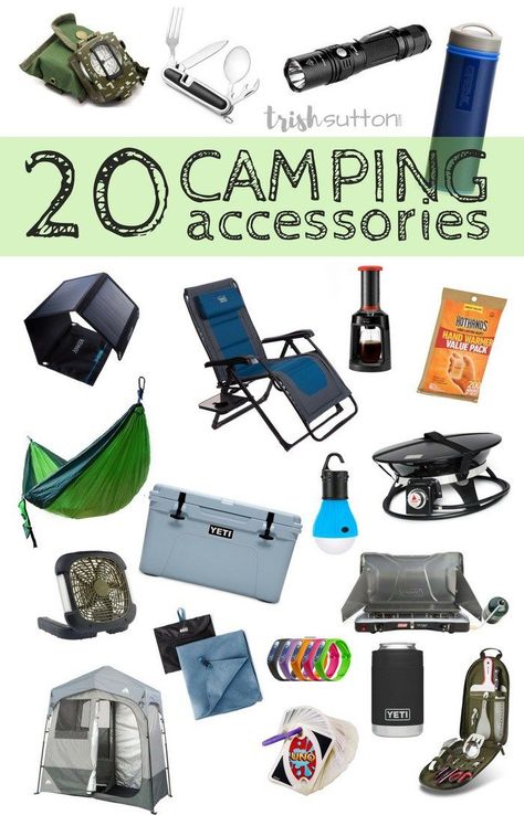 20 awesome Camping Accessories for outdoorsmen; Camping necessities and niceties to take along on your next trip to the great outdoors. Gift Guide for the Camp Crowd. Camping Ideas For Couples, Camping Hacks With Kids, Camping Necessities, Zelt Camping, Camping Bedarf, Camping Diy, Smen, Camping Checklist, Camping Supplies