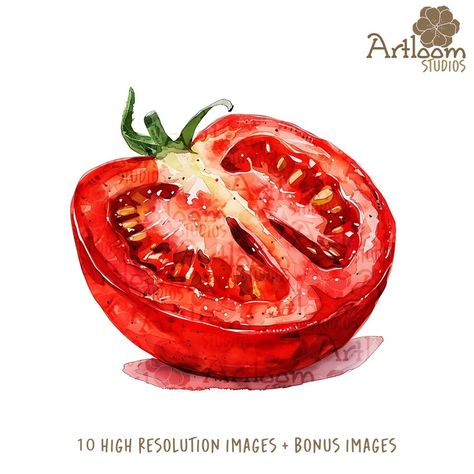 Buy 10 Watercolor Tomatoes Clip Art Printable Tomatoes Jpgs High-quality Digital Downloadable Jpgs for Paper Crafts & Junk Journals Online in India - Etsy Food Art Watercolor, Tomato Watercolor, Watercolor Tomatoes, Watercolour Food, Watercolor Food, Art Drawings Sketches Creative, Fruit Art, Art Class, Art Drawings Sketches