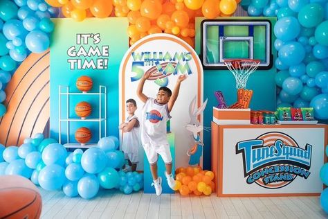 Space Jam Theme Birthday Party, Space Jam Decorations, Space Jam 1st Birthday Party, Space Jam Birthday Party, Space Jam Party, Basketball Theme Birthday Party, Space Jam Theme, Looney Tunes Party, Basketball Themed Birthday Party