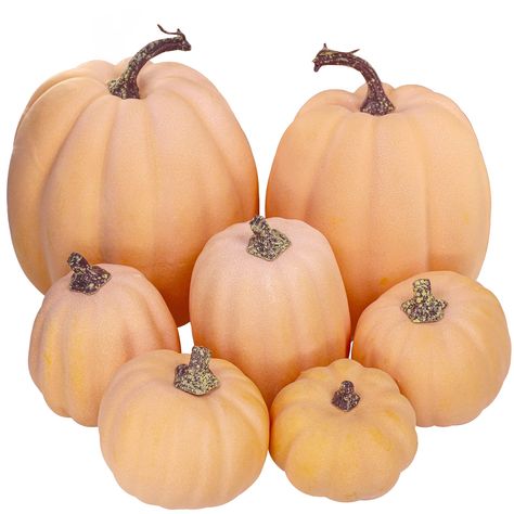 PRICES MAY VARY. Quantity: Package includes 7 pcs orange artificial pumpkins in a mix of sizes. These orange decorative pumpkins will elevate your fall display and add a sweet touch to your Thanksgiving or Halloween decorating. Whether you place them down the center of the table for a festive centerpiece, put them in a bowl as decorative fillers, or just set them on anything from shelves to mantel to add a little flavor, these orange faux pumpkins are the finishing touch you need. Color: These a Halloween Table Centerpieces, Halloween Party Table, Decorative Pumpkins, Fake Pumpkins, Party Table Centerpieces, Artificial Pumpkins, Foam Pumpkins, Halloween Centerpiece, Faux Pumpkins