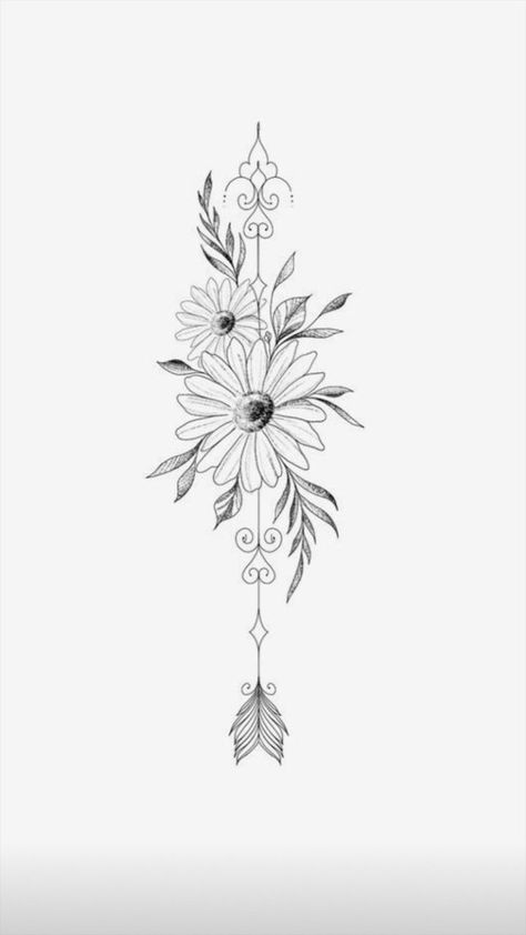 An Arrow, Tattoo Ideas, Daisy, Tattoos, Black, Art