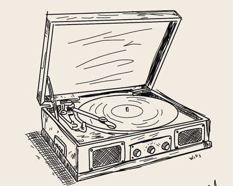 Record Player Tattoo, Radio Drawing, Willow Hale, Large Canvas Painting, Canvas For Beginners, Music Drawings, Music Illustration, Art Tools Drawing, Sketch Inspiration