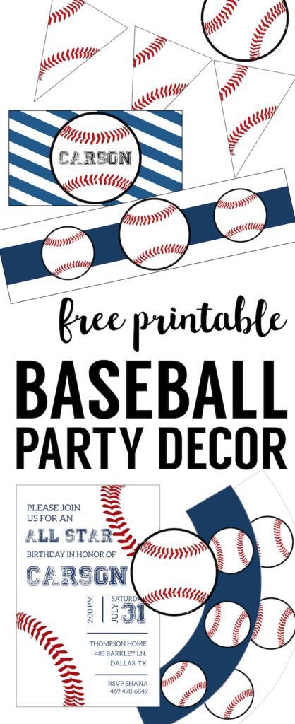 Free Baseball Printables {Baseball Party Decorations}. Baseball birthday party decorations, boy baby shower decor, or mlb world series, or baseball or softball team party DIY decor. Baseball Birthday Party Decorations, Baseball Party Decor, Baseball Printables, Baseball Party Decorations, Baseball Theme Birthday, Soccer Banner, Sports Party Decorations, Baseball Theme Party, Mlb World Series