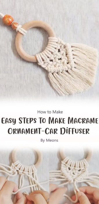 DIY Macrame Car Diffuser - Free Tutorial Ideas - Carolinamontoni.com Macrame Car Diffuser, Small Macrame Projects, Diy Oil Diffuser, Diffuser Diy, Car Diffuser Essential Oils, Boho Crafts Diy, Makramee Diy, Small Macrame, Macrame Wall Hanging Patterns