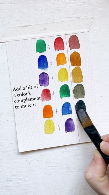 Gouache Colour Mixing, How To Mute Paint Color, Muted Watercolor Palette, Chart Paper Drawing Ideas, Color Wheel Watercolor, Color Theory Watercolor, Watercolor Color Theory, Watercolor Color Wheel, Watercolor Wheel