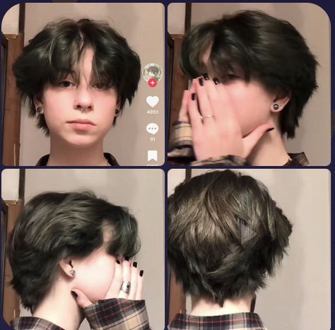 Trans Female To Male Haircuts, Short Hair Styles Trans Masc, Cute Transmasc Haircuts, Lesbian Tomboy Haircuts, Trans Male Haircut 360, Unisex Haircuts Short, Short Wolfcut Masculine, Short Haircuts With Layers Fine Hair, Hairstyles For Short Hair Masculine