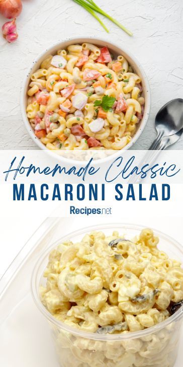 Classic Macaroni Salad The Best Homemade Salad Side Dish on bowls Chicken Macaroni Salad Recipe Easy, American Macaroni Salad, Macaroni Egg Salad, Classic Macaroni Salad With Egg, Maccarone Salad Recipe, Macronie Salad Recipe, Macronie Salad Recipe Easy, Pasta Salad Recipe Mayo, Macaroni Salad Recipe Easy