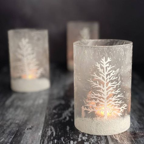 Snow Scene Tea Light Holder Easy Winter Decorations, Frosted Glass Candle Holder, Tea Lights Wedding, Xmas Wrapping, Xmas Candles, Christmas Candle Holder, Thanksgiving Favors, Glass Tealight Candle Holders, Gisela Graham