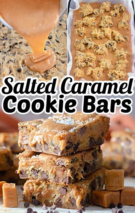 Salted Caramel Chocolate Chip Cookie Bars Caramel Chocolate Chip Cookie Bars, Salted Caramel Cookie Bars, Caramel Chocolate Chip Cookie, Caramel Cookie Bars, Salted Caramel Cookie, Strawberry Chocolate Chip Cookies, Caramel Cookies Bars, Salted Caramel Cookies, Caramel Chocolate Chip Cookies