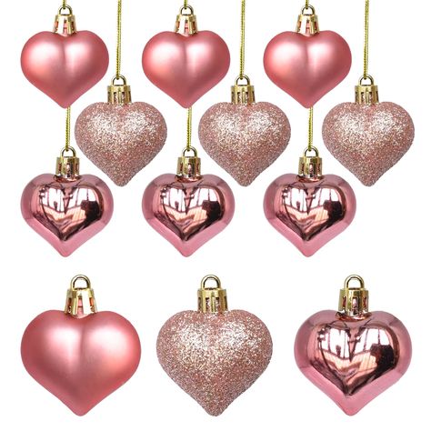 PRICES MAY VARY. What you will get: 12 pieces rose gold Valentine's Day Heart Ornaments in total, including 4 pieces with matte surface, 4 pieces with glossy surface and 4 pieces with glitter surface. There are other colors available in our store. Ideal Festive Decor Ornament: The vivid and romantic heart shape ornaments are rich in festive atmosphere. The adorable heart ornaments are easy to be hung on your plants or trees, add shine and sparkle, and add a great touch to Christmas, Valentine’s Rose Gold And Silver Christmas Tree, Pink Gold Christmas, Heart Christmas Tree, Christmas Tree Wedding, Rose Gold Christmas Decorations, Rose Gold Christmas Tree, Wedding Anniversary Party Decorations, Tree Branch Decor, Rose Gold Christmas