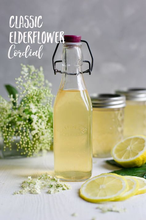 Classic elderflower cordial recipe. Beautifully fragrant and refreshing cordial, perfect for all of your summer drinks! #elderflowercordial #elderflower #homemade | via @annabanana.co Lemon Cordial Recipe, Elderflower Drink, Elderflower Recipes, Cordial Recipe, Elderberry Recipes, Fun Summer Drinks, Elderflower Cordial, Foraging Recipes, Foraged Food