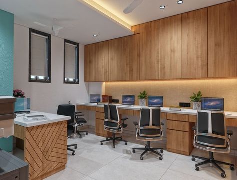 Here's An Accounts Department Office With An Ample Of Storage Available, Designed For A Healthcare Organization In Dadar. Tags: #officedesign #interiordesign #office #design #officedecor #architecture #interior #officefurniture #officespace #workspace #furniture #officeinterior #homedecor #homeoffice #interiors #furnituredesign #interiordesigner #workplace #officeinteriors #workplacedesign #homedesign #decor #home #officeinspiration Office Sample Room Design, Workplace Design Office Work Stations, Medical Office Design Waiting Area, Coworking Table, Small Office Design Workspaces, Office Layout Plan, Office Cabin Design, Home Office Furniture Design, Small Office Design Interior