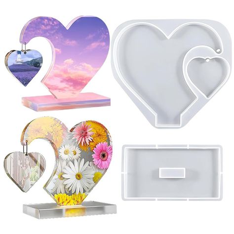 Heart Photo Frame Resin Molds Epoxy Resin Picture Frame Mold Handmade Silicone Mold Resin Casting Resin Crafts Picture Frames, Resin Picture Frame Diy, Resin Picture Frame, Heart Picture Frame, Liquid Resin, Diy Photo Frames, Diy Valentine's Day, Picture Frame Molding, Home Decor Table