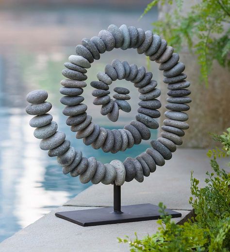 River Rock Landscaping, Stones Garden, Rock Sculpture, Desain Lanskap, River Stones, Rock Decor, Garden Accents, Painting Designs, Stone Crafts