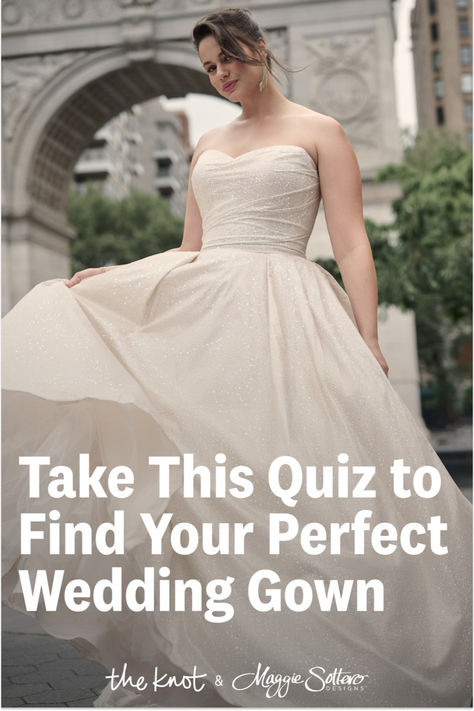 Take this quiz to find your perfect gown. Woman wearing white sparkly ballgown by Maggie Sottero in NYC. Wedding Dress Styles Princess, Wedding Gown Materials, Wedding Dresses For Big Butts, A Line Wedding Dress For Big Bust, Adorable Wedding Dresses, Wedding Dress For Small Bust Body Types, Wedding Dress Styles For Big Bust, Bridal Dresses For Petite Brides, Wedding Gown For Broad Shoulders