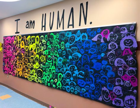 Collaborative Art Projects For Kids, Peter H Reynolds, Collaborative Mural, Art Bulletin Boards, Group Art Projects, Elementary Art Rooms, Collaborative Art Projects, I Am Human, School Murals