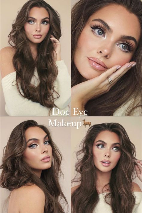 Aesthetic Makeup Tutorial, Deep Set Eyes Makeup, Makeup For Round Eyes, Doe Eye Makeup, Makeup For Small Eyes, Big Eyes Makeup, Ootd Instagram, Doll Eye Makeup, Anime Tutorial