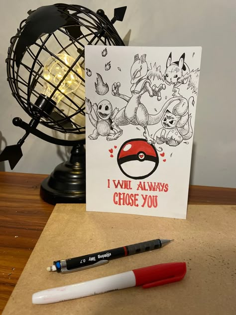 Original Pokémon birthday card for my boyfriend 🧡 Pokémon Valentine’s Day, Pokemon Anniversary Card, Pokemon Valentines Gift, Pokemon Gifts For Boyfriend Diy, Pokémon Valentines Cards, Birthday Card Pokemon, Pokemon Present Ideas, Pokemon Card Bouquet, Pokemon Birthday Cards Handmade