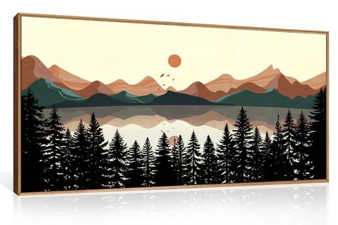 PRICES MAY VARY. 【Forest Wall Art Set】This boho sunset forest wall art set combines sunset, mountains, trees, birds together , creates a serene and free-spirited atmosphere, offering an inviting sense of relaxation that can catch guest’s eyes at once. 【Sturdy and Vivid color】The simple and versatile wall art decor used High-Definition printing technology which brings out vivid color and ensure no bubbles appear.Using PS frame to provide support avoiding damage.Also,the waterproof material ensure