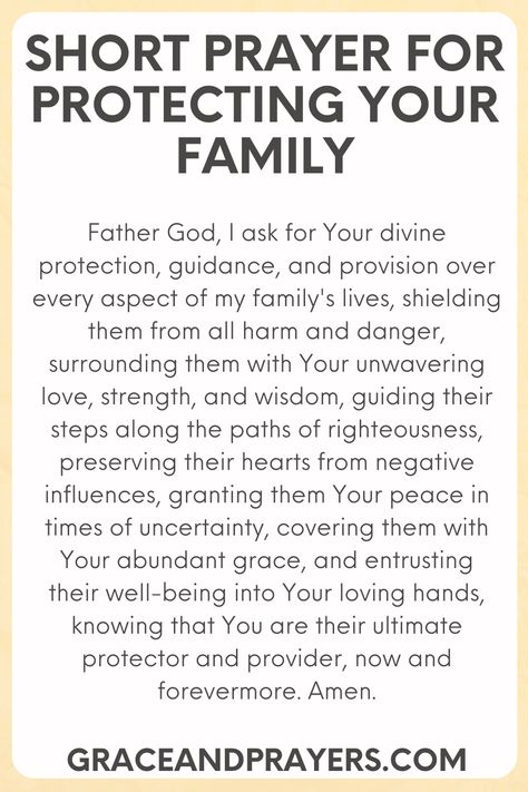 Are you looking for prayers for family protection? Then we hope these 9 loving prayers will give you and your family protection and support! Click to read all prayers for family protection. Family Protection Prayers, Prayers For Protection Over My Family, Prayers For Children Protection, Prayer For Family Protection, Prayers For Finances, Prayers Family, Prayers For My Family, Morning Prayer For Family, Prayers For Family Protection