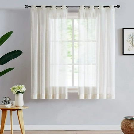 Window Curtains Short, Short Window Curtain, Living Room Windows Curtains & Drapes, Short Sheer Curtains, Curtains Living Room Small Window, Curtains For Small Windows Living Room, White Linen Curtains Bedroom, Box Bedrooms, Short Curtains Living Room