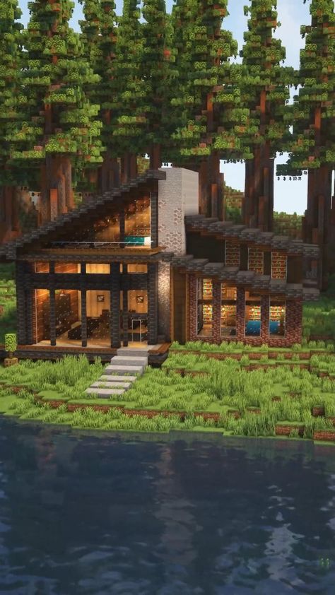 Minecraft Cabin, Mansion Minecraft, Construction Minecraft, Modern Minecraft Houses, Case Minecraft, Rumah Minecraft Sederhana, Minecraft Mansion, Minecraft Interior Design, Minecraft House Plans