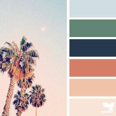 Palm Springs Palm Springs Color Palette, Design Seeds Color Palette, Design Seed, Summer Living Room, Seeds Color, Spring Color Palette, Summer Shades, Summer Color Palette, Living Room Color Schemes