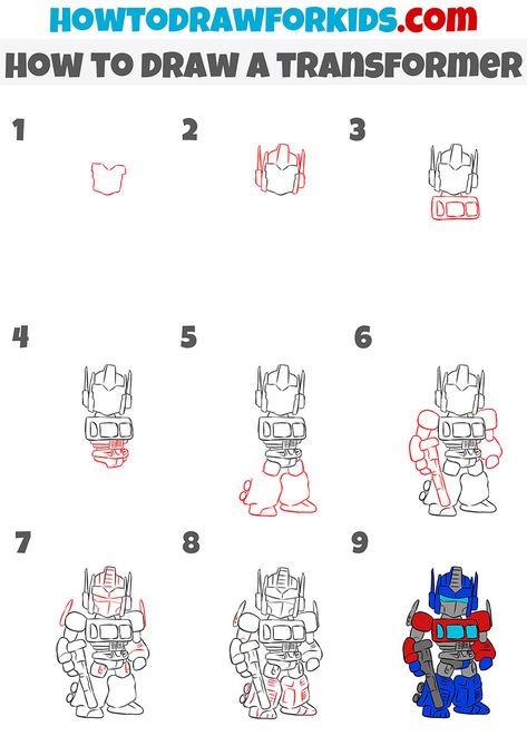 how to draw a transformer step by step How To Draw Robots Step By Step, Easy Transformers Drawings, Transformers Drawing Tutorial, How To Draw A Transformer, Optimus Prime Drawing Easy, How To Draw Optimus Prime, Transformers Drawing Easy, Transformers Art Drawing, How To Draw Transformers