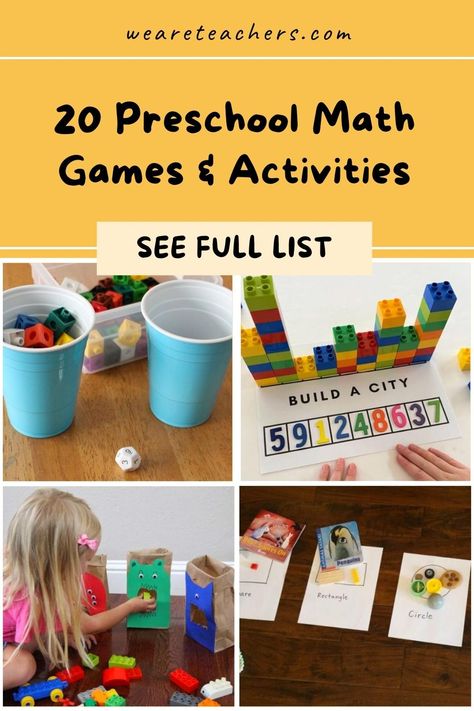 Preschool Math Games and Activities to Engage Young Learners Math Exploration Activities, Preschool Math Games Pre K, Printable Games For Preschoolers, Fun Math Games For Preschoolers, Numeracy Experiences For Preschoolers, Sense Of Sight Math Activities Preschool, Early Childhood Math Activities, Maths Games Preschool, Math And Literacy Activities Preschool