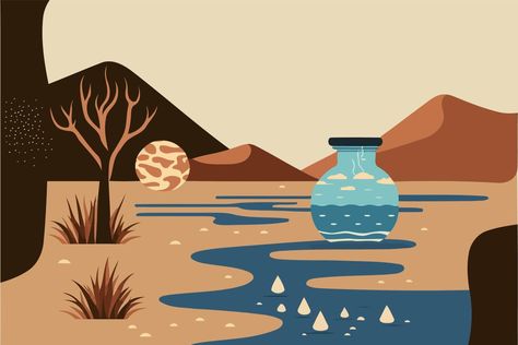 a desert exhibiting scarcity of water resources Desert Vector, Creative Marketing Campaign, Group 8, Water Scarcity, 16 Bit, Creative Marketing, Water Resources, Art Doodles, Marketing Campaign