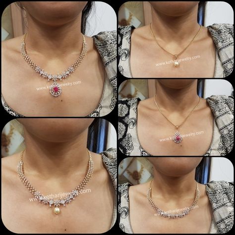 Simple Diamond Necklace Indian, Diamond Necklace Set Simple, Simple Diamond Necklace, Mangalsutra Pendant, Uncut Diamond Necklace, Diamond Necklace Indian, Detachable Pendant, Diamond Necklace Simple, Indian Diamond Jewellery