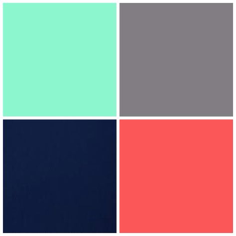 Mint, grey, navy, and coral. Coral Bathroom Decor, Coral Bathroom, Navy Blue Bathrooms, Bathroom Green, Bathroom Blue, Blue Bathroom Vanity, Navy And Coral, Mint Grey, Coral Decor