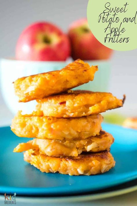 Sweet potato and apple fritters are perfect for a dinner side, baby led weaning or even in the lunchbox. Freezer friendly, kid friendly and super yummy. #kidsfood #familyfoods #lunchbox #healthykidsfood #BLW #babyledweaning Freezer Ideas, Sweet Potato Fritters, Easy Baby Food Recipes, Toddler Recipes, The Lunchbox, Potato Fritters, Yummy Sweet Potatoes, Sweet Potato And Apple, Baby Led Weaning Recipes