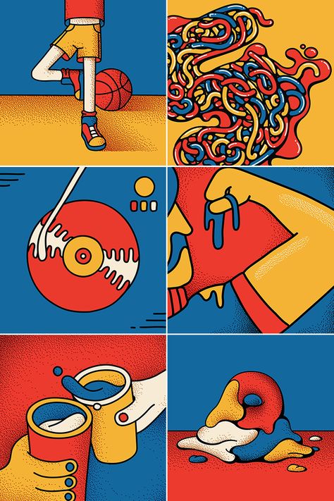 36 Days of Type on Behance Red Blue Yellow Art Paintings, Red Yellow Blue Graphic Design, 2 Color Design Graphics, Yellow Blue Graphic Design, Red And Yellow Graphic Design, Primary Color Illustration, Primary Color Graphic Design, Bold Colors Aesthetic, Primary Color Design