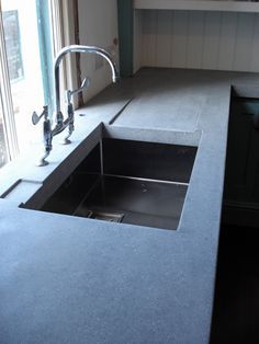 Kitchen Sinks Ideas, Polished Concrete Worktop, Concrete Benchtop, Concrete Kitchens, Polished Concrete Kitchen, Concrete Worktop, New Kitchen Sink, Kitchen Sink Ideas, Sink Ideas