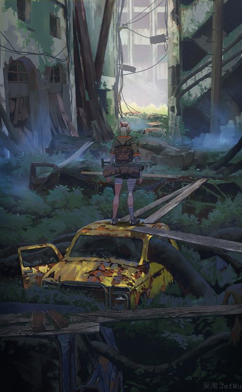 ArtStation - 少女, Jef Wu Dystopian Ideas, Zombies Apocalypse Art, Apocalypse Landscape, Dystopian Art, Post Apocalyptic City, Dark Zone, Arte Zombie, Apocalypse World, Apocalypse Aesthetic