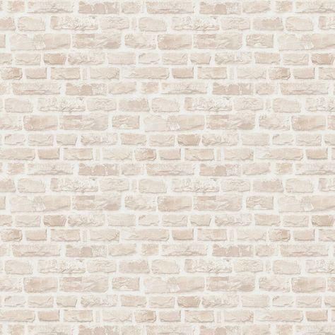 A classic faux brick effect design  with weathered detailing. Shown in the natural beige colourway. Brick Wallpaper Texture, Brick Wall Texture Pattern, Stone Brick Texture, Wallpaper For Cafe, Brick Look Wallpaper, White Brick Texture, Interior Brick Wall, Textured Brick Wallpaper, Bricks Texture