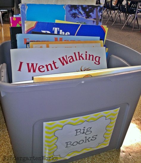 How to make a big book literacy center - I could do this with my big books and have a center for the entire year Book Storage Classroom, Big Book Activities, Big Book Storage, Kinder Literacy Centers, Classroom Libraries, Improve Reading Skills, Literature Activities, Big Books, Writing School