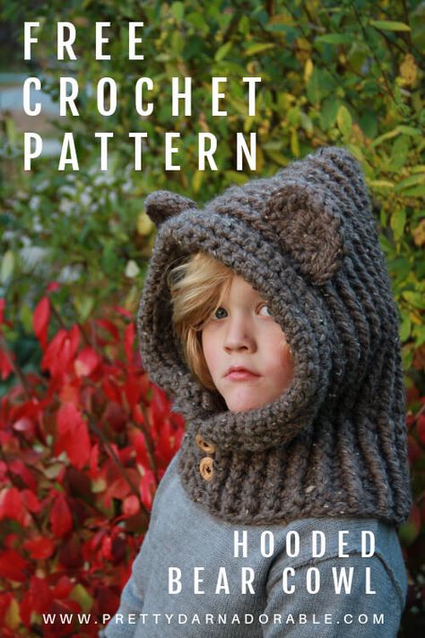 Crochet Animal Cowl Pattern Free, Super Bulky Yarn Patterns Crochet, Hooded Cowl Crochet Pattern, Hooded Cowl Pattern, Crochet Hooded Cowl, Crochet Cowl Free Pattern, Crochet Hood, Hood Pattern, Hooded Cowl