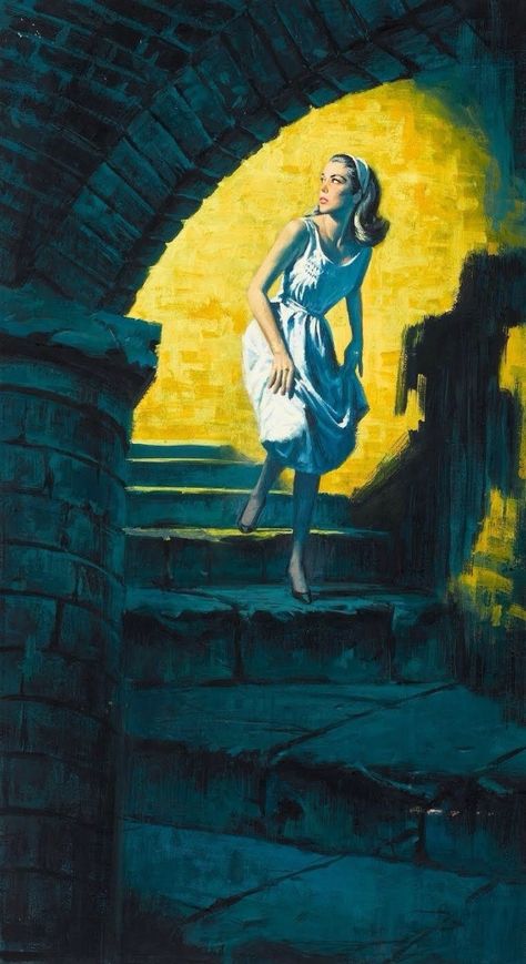 Looks just like another Nancy Drew book cover :) 1970 Art, Arte Pulp, Gothic Books, Pulp Fiction Art, Romance Covers, Horror Artwork, Horror Posters, Retro Horror, Gothic Horror