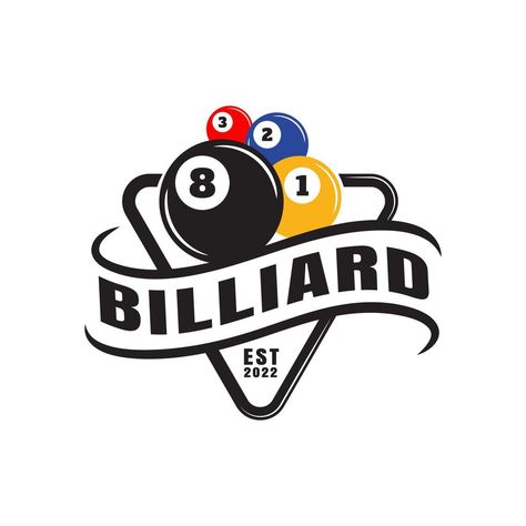 Billards Art, Purple Icon, Billiard Ball, Sports Badge, Flower Logo Design, Unique Logo Design, Music Album Covers, Billiard Room