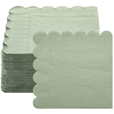 PRICES MAY VARY. Adequate Dessert Napkins: the package contains 200 pieces of cocktail napkins paper, sufficient quantity for you to put on the dining tables, bathrooms and other places at important parties, providing their guests with some soft napkins to use Elegant Appearance: our scalloped bachelorette napkins in sage green color are rustic and simple, look more special, can match well with various themed parties well and add an addition to your party scene Soft and Absorbent: made of qualit Disposable Napkins Wedding, Outdoor Wedding Reception Decorations, Wedding Plastic Cups, Napkins For Wedding, Wedding Cocktail Napkins, Paper Cocktail Napkins, Green Cocktail, Pre Wedding Party, Wedding Cups