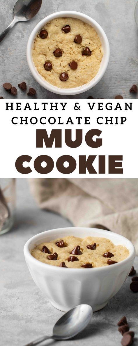 This Vegan mug cookie is healthy, gluten-free, and tastes like the most decadent dessert ever. Ever get a chocolate chip cookie craving but don't want to make a full batch, and also don't want to make something completely unhealthy? This healthy chocolate cookie in a mug is here to satisfy your wildest cravings. #chocolatechipcookie #vegan #vegandessert #vegandessertrecipe #recipeforone #singleserve #veganchocolatechipcookie #veganmugcake Mug Cookie Recipes, Chocolate Chip Mug Cookie, Mug Cookie, Vegan Chocolate Cookies, Lifestyle Of A Foodie, Night Time Snacks, Chip Mug, Banana Nice Cream, Vegan Whipped Cream