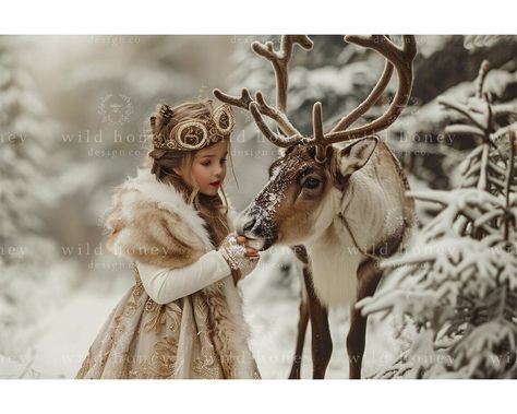 Reindeer Photoshoot, Facebook Background, Winter Portrait, Magical Winter, Winter Photo, Winter Wood, Snow Christmas, Family Photo Sessions, Digital Backdrops