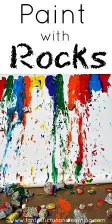 Create a masterpiece by rolling rocks through paint. Fun painting activity for kids! Painting Activity For Kids, Preschool Painting, Preschool Art Projects, Sensory Art, Painted Rocks Kids, Painting Activities, Preschool Art Activities, Art Simple, Activity For Kids