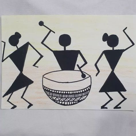 Warli art | Traditional art form of Maharashtra 🦋✨ Warli Mandala Art, Warli Art Easy, Warli Drawing, Easy Painting For Kids, Bird Pencil Drawing, Warli Paintings, Worli Painting, Hard Drawings, Warli Painting