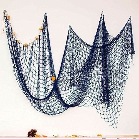 Fishing Net Decoration, Wall Party Decor, Fish Net Decor, Bird Set Free, Nautical Themed Party, Cheap Wall Stickers, Ocean Fish, Shell Collection, Fish Net