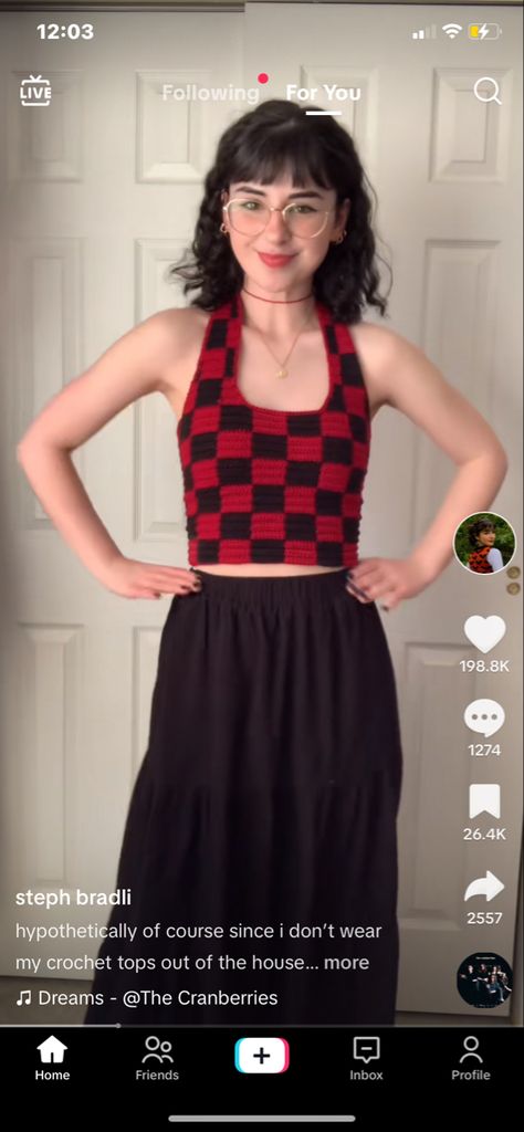 Black And Red Crochet, Checkered Crochet, Black Striped Shirt, Black Checkered, Crochet Inspo, Crochet Tank Top, Crochet Tank, Checkered Shirt, Diy Crochet Projects