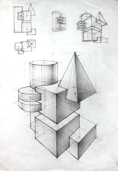 Shape Drawing, Geometric Shapes Drawing, Architecture Drawing Presentation, Architecture Drawing Sketchbooks, Architecture Drawing Plan, Perspective Drawing Architecture, Perspective Drawing Lessons, Geometric Shapes Art, Geometric Architecture