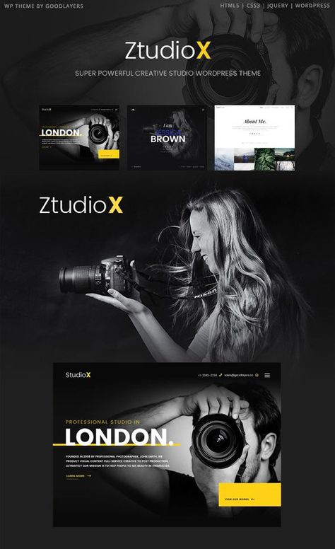 Photography Portfolio WordPress Theme. A Creative WordPress Theme For Photography Portfolio is a premium WordPress theme especially designed for Photographer, Photo studio, Photography agency, Creative agency, Creative Studio, Producer, Filming & Movie maker, Post Production service. Easy to customize. SEO optimized web design. #WordPress #portfolio #photography #gallery #showcase #studio #agency #freelance #business #corporate #film #responsive #websitedesign #webdesign Photography Web Design, Photo Gallery Website, Photographer Website Design, Web Design Photography, Wordpress Portfolio, Basement Studio, Photography Website Design, Photography Agency, Movie Maker